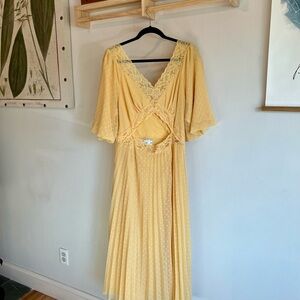 ASOS Soft Yellow Lace Maxi Dress